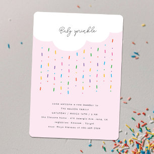 Lluvia de Nubes y Caramelos Rosa Invitación para B