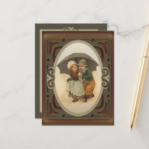 Lluvia de nuevo Ilustracion vintage postal