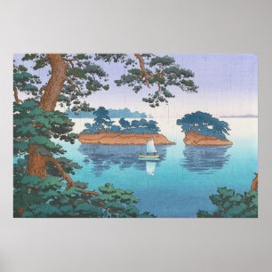 Lluvia de primavera, arte japonés del waterscape