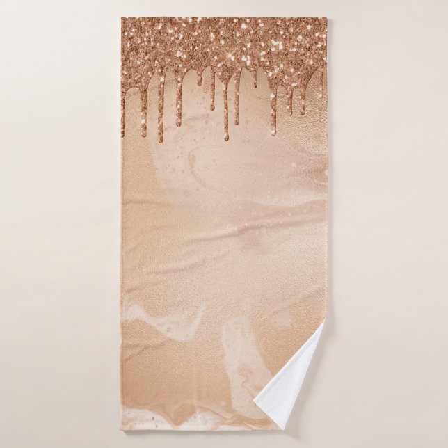 Lluvia de Purpurina de cobre en mármol Metalizado  (Toalla de baño)