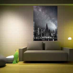 Lluvia en la ciudad de noche Poster de arte de I