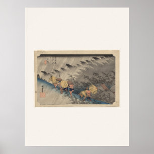 Lluvia intensa en Shono de Hiroshige - Póster