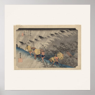 Lluvia intensa en Shono por Hiroshige - Póster cua