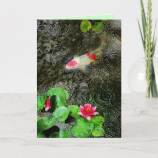 lluvia oscura, tarjetas de felicitación de Koi