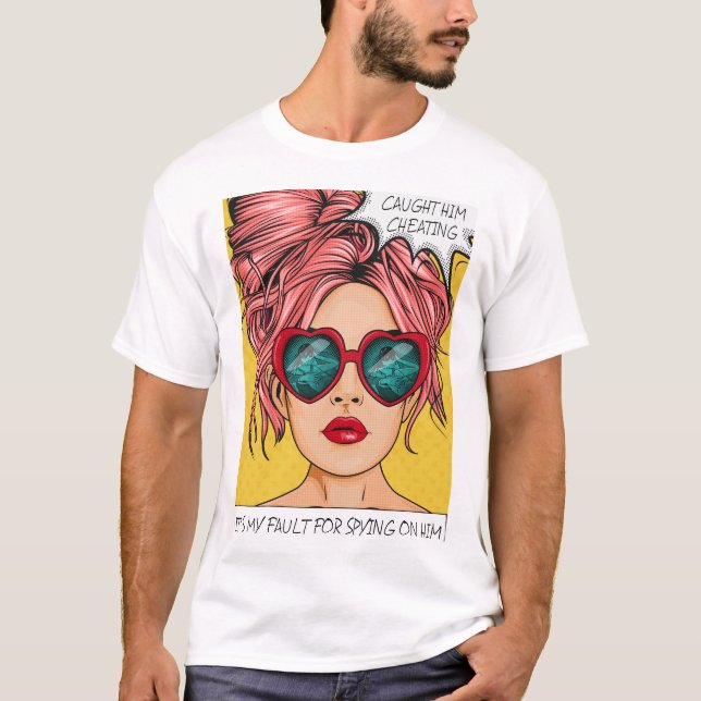 Lo atrapó comiendo camiseta de arte pop (Anverso)