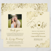 ¡Lo hacemos! Programa de Bodas DIY Plegable de Oro