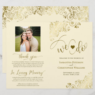 ¡Lo hacemos! Programa de Bodas DIY Plegable de Oro