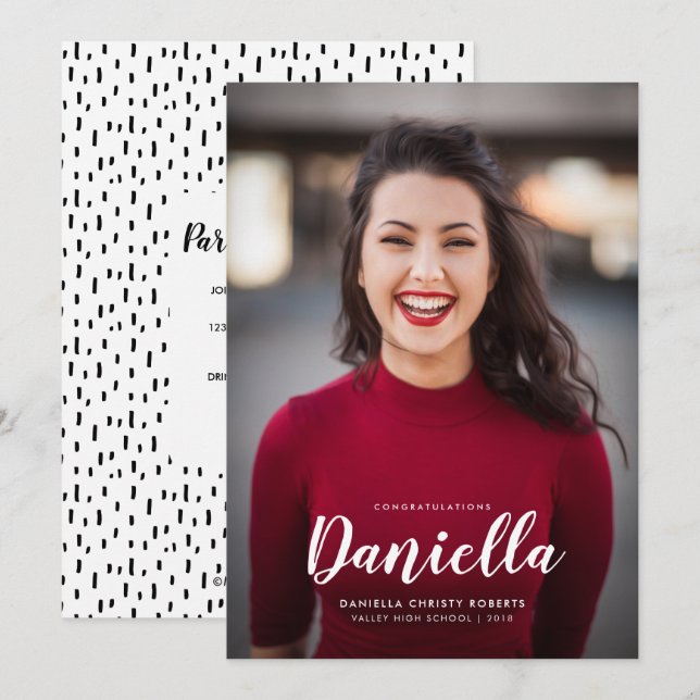 ¡Lo hice! 1 Invitación de Graduación de Foto (Anverso / Reverso)