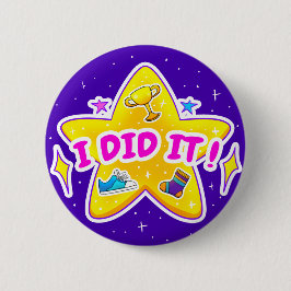 Lo Hice - Bandera redonda de 2 1/4" - Botón Azul