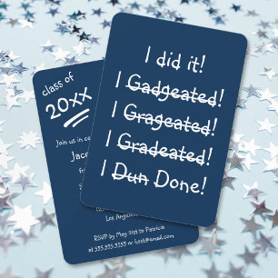 Lo hice Graduación divertida tarjeta de invitación