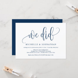 Lo hicimos, Invitación de Celebración de Boda Fuga
