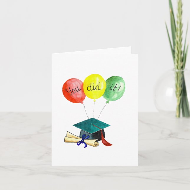 Lo hiciste, tarjeta de graduación con globos (Anverso)