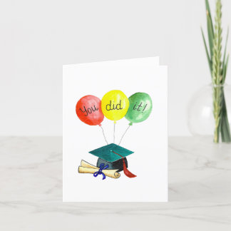 Lo hiciste, tarjeta de graduación con globos