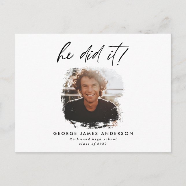 Lo hizo con una postal de graduación de fotos mode (Anverso)