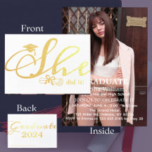 Lo Hizo Grad Party Invitación 1 Tarjeta De Relieve