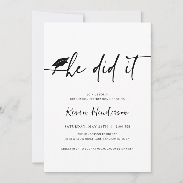 Lo Hizo Invitación A La Graduación (Anverso)