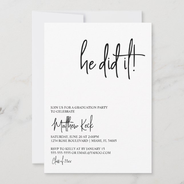 Lo Hizo Moderna Invitación A La Fiesta De Graduaci (Anverso)