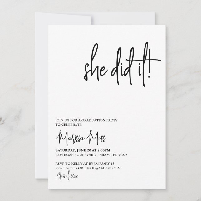 Lo Hizo Moderna Invitación A La Fiesta De Graduaci (Anverso)