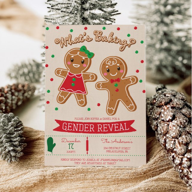 Lo que hace la invitación a revelar género (What's Baking Gender Reveal Invite, Holiday Gender Reveal, Christmas Gender Reveal, Gingerbread )