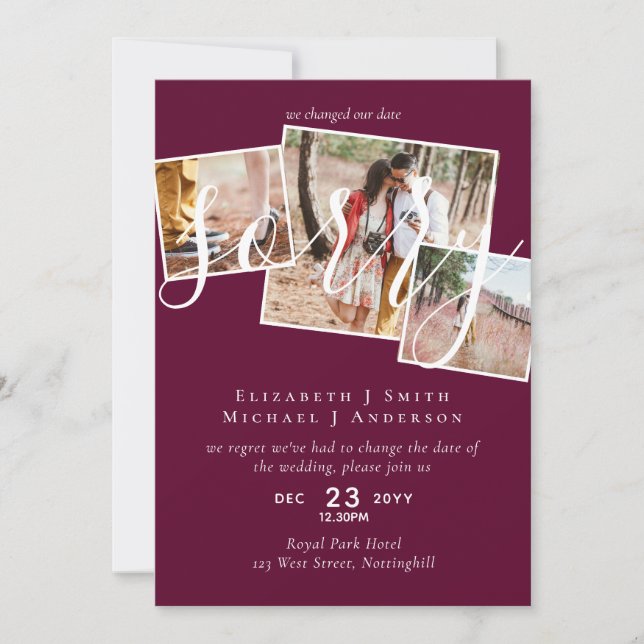 ¡LO SENTIMOS! Boda Posposición Cambio de fecha FOT (Anverso)