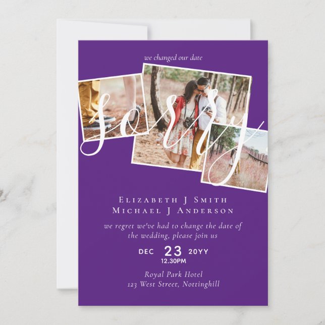 ¡LO SENTIMOS! Boda Posposición Cambio de fecha FOT (Anverso)