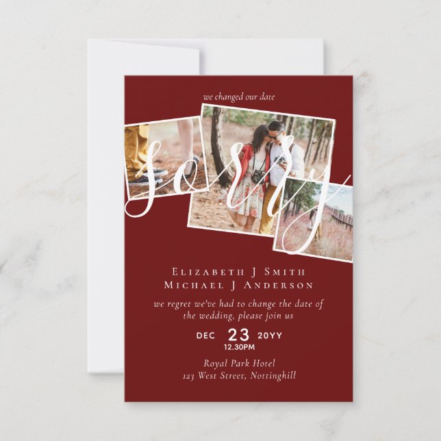 ¡LO SENTIMOS! Boda Posposición Cambio de fecha FOT (Anverso)