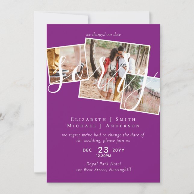 ¡LO SENTIMOS! Boda Posposición Cambio de fecha FOT (Anverso)