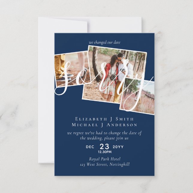 ¡LO SENTIMOS! Boda Posposición Cambio de fecha FOT (Anverso)