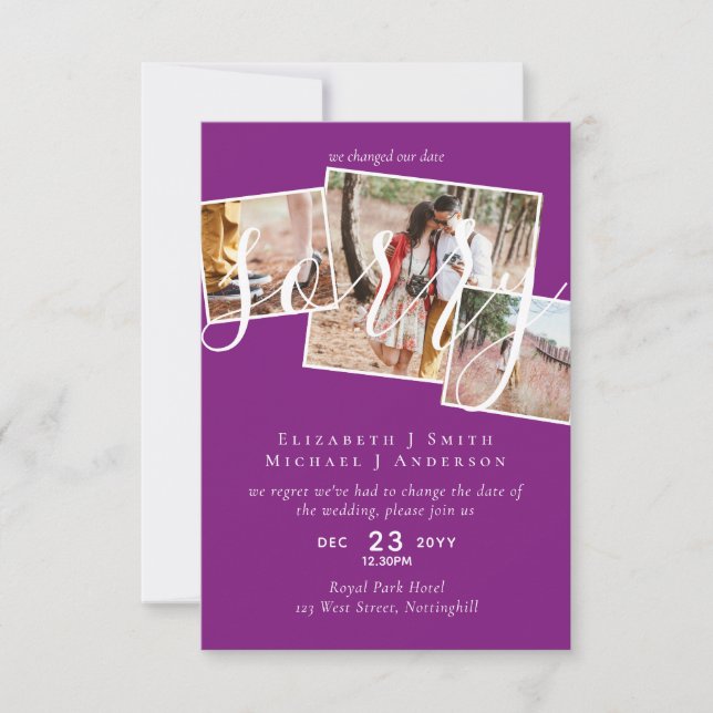 ¡LO SENTIMOS! Boda Posposición Cambio de fecha FOT (Anverso)