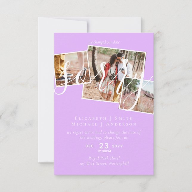 ¡LO SENTIMOS! Boda Posposición Cambio de fecha FOT (Anverso)