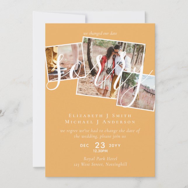 ¡LO SENTIMOS! Boda Posposición Cambio de fecha FOT (Anverso)