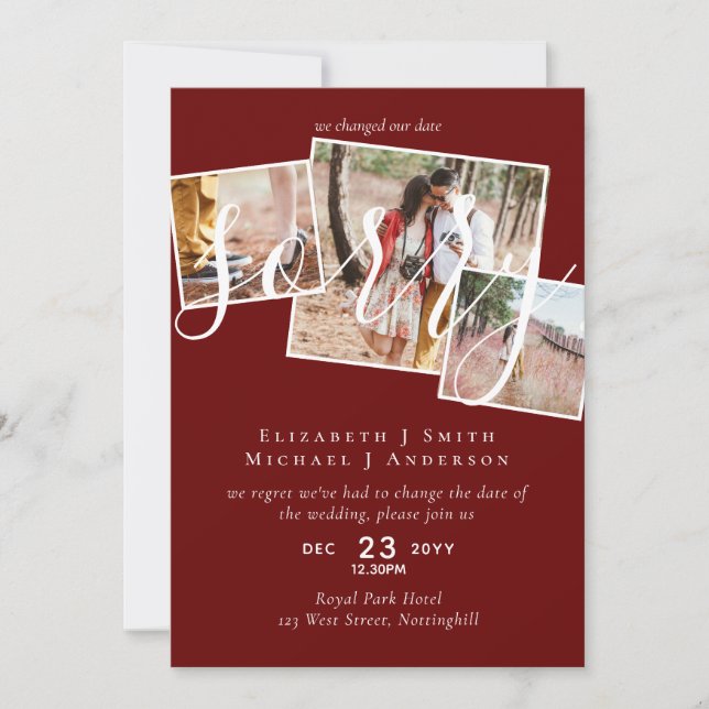 ¡LO SENTIMOS! Boda Posposición Cambio de fecha FOT (Anverso)