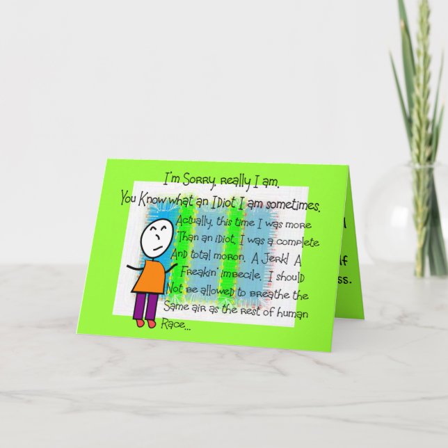 "Lo siento" Tarjeta de felicitación divertida (Anverso)