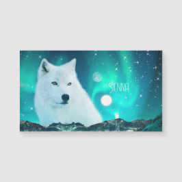 Lobo ártico y tarjeta magnética nocturna mágica