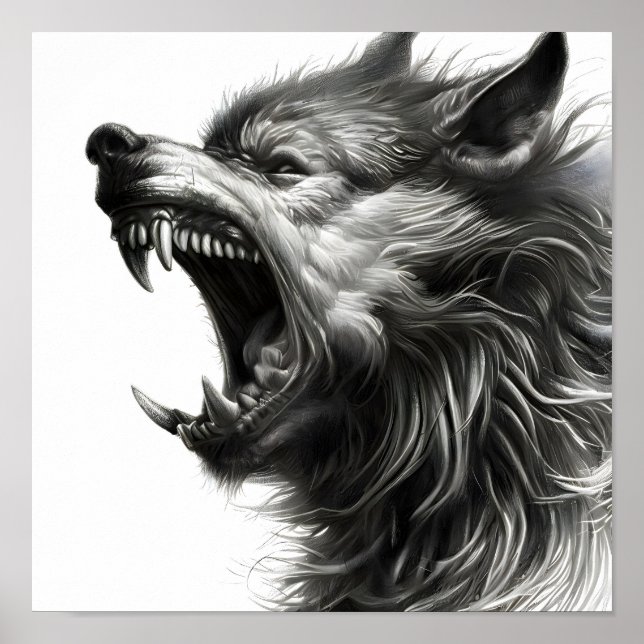 Lobo aullando arte de lápiz (Frente)
