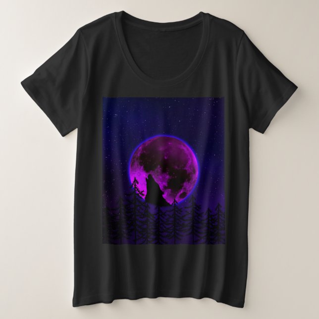 LOBO AULLANDO LUNA MAGENTA   (Anverso del diseño)