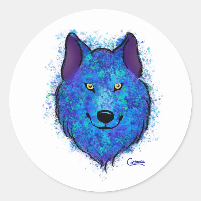 Lobo azul - Pegatinas sobre (Anverso)
