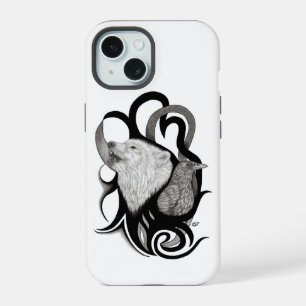 Lobo blanco con arte tribal de Raven