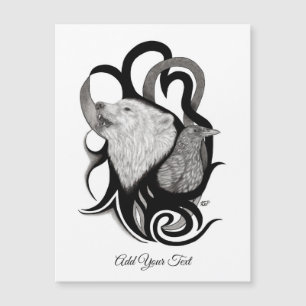 Lobo blanco con arte tribal de Raven