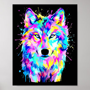 Lobo colorido arte de salpicaduras vida silvestre