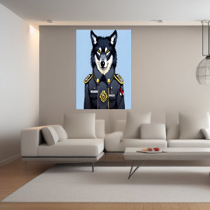 Lobo con uniforme policial   Poster de arte de IA
