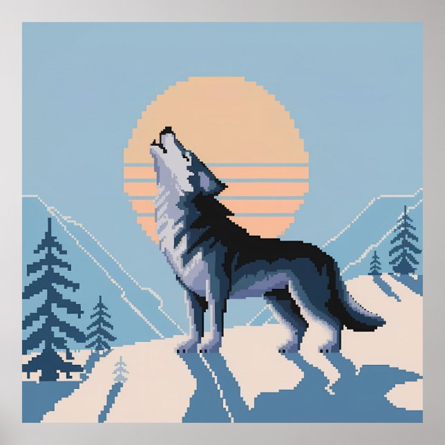 Lobo de arte de piano al atardecer (Frente)
