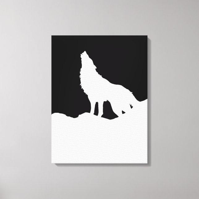 Lobo de arte pop blanco y negro en la luna (Anverso)
