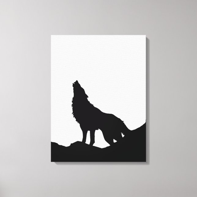 Lobo de arte pop blanco y negro en la luna (Anverso)