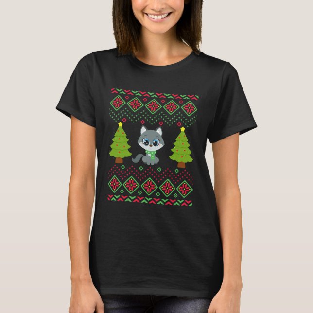 Lobo de Navidad Suéter Feo Clásico para Chicas Ado (Anverso)