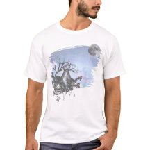 Lobo de pluma y tinta y camiseta de la luna llena