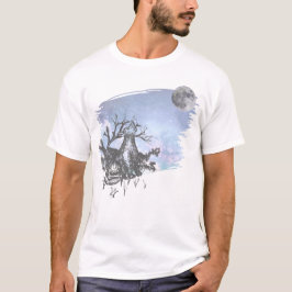 Lobo de pluma y tinta y camiseta de la luna llena