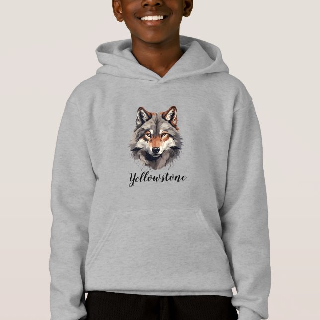 Lobo de yellowstone de la camiseta mejor encapucha (Anverso)