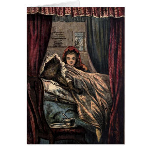 Lobo del Caperucita Rojo en la cama de la abuela