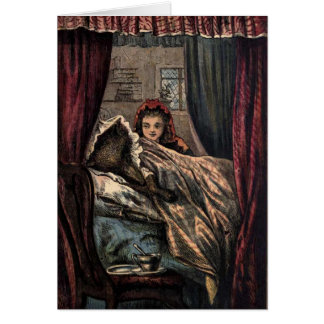 Lobo del Caperucita Rojo en la cama de la abuela